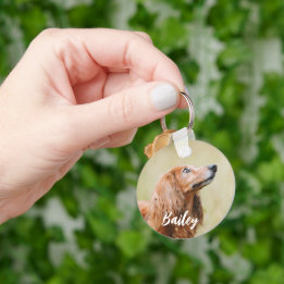 Custom Dog Photo and Name Script Key Ring