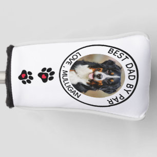 Custom Dog Photo Best Dad By Par Black White Golf Head Cover