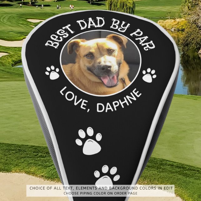Custom Dog Photo BEST DAD BY PAR Pawprints Golf Head Cover (Creator Uploaded)