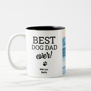 Custom Dog Photo Best DOG Dad Ever personalized Two-Tone Coffee Mug