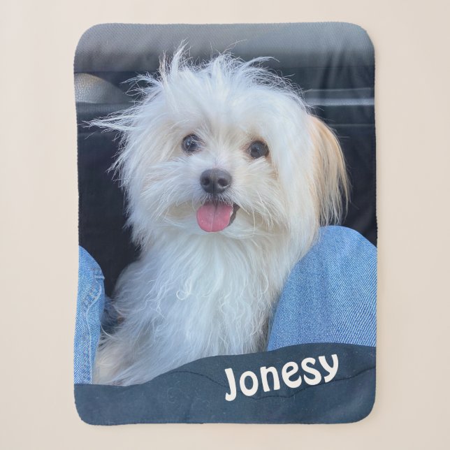 Custom Dog Photo Blanket with Pet's Name  (Front)