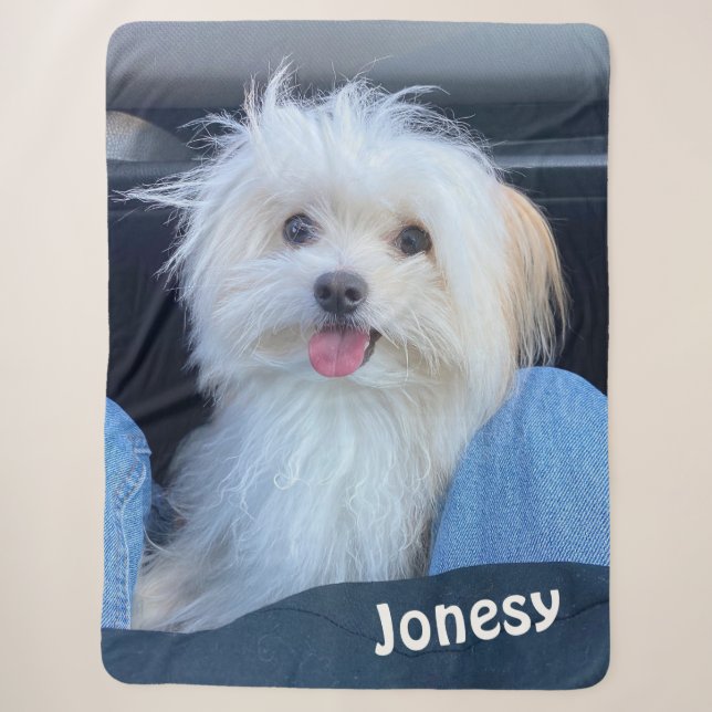 Custom Dog Photo Blanket with Pet's Name  (Front)