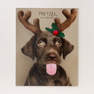 Custom Dog Photo Christmas Our Good Dog Jigsaw Puzzle