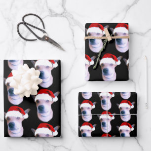 Custom Dog Photo Christmas Wrapping Paper Sheet