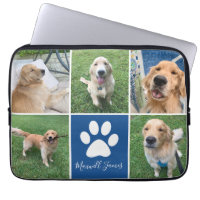Custom Dog Photo Collage Blue Pet Paw Print Cute