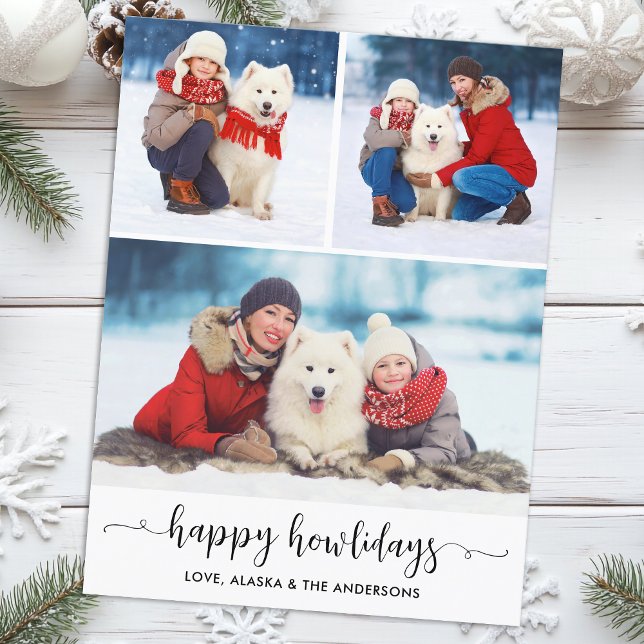 Custom Dog Photo Collage Christmas Happy Howlidays Holiday Postcard (Creator Uploaded)