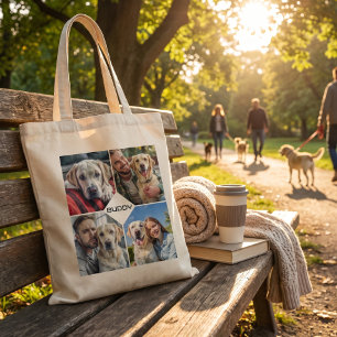 custom dog photo collage pet tote bag