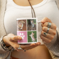 Custom Dog Photo Collage Pink Paw Print Pretty