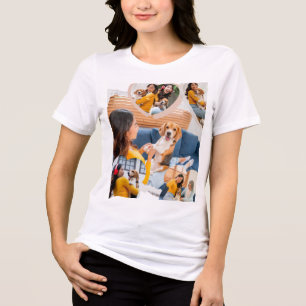 Custom Dog Photo Collage T-Shirt   Personalised  Tri-Blend Shirt