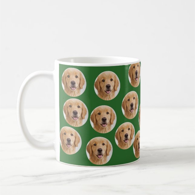 Custom Dog Photo | Cute Personalized Green Coffee Mug (Left)