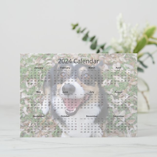 Custom Dog Photo Cute Pet 2024 Calendar Card (Standing Front)