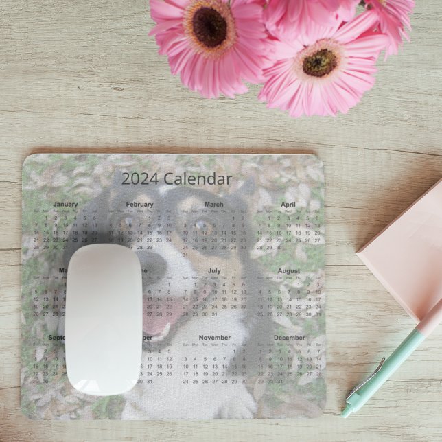 Custom Dog Photo Cute Pet 2024 Calendar Magnet Mouse Pad (Creator Uploaded)