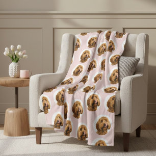 Custom Dog Photo   Cute Pink Pet Fleece Blanket