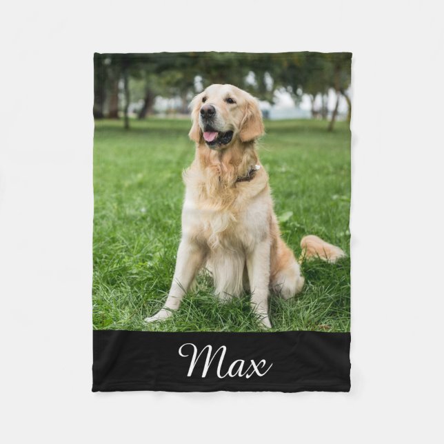 Custom Dog Photo Fleece Blanket (Front)