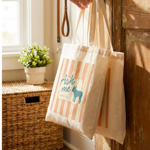 Custom Dog Photo French Bulldog Mum Striped Tote Bag