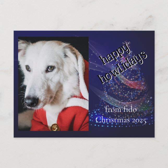 Custom Dog Photo Funny Holiday Postcard (Front)