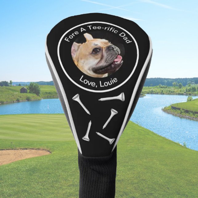 Custom dog photo golfer gift funny black golf head cover (Creator Uploaded)