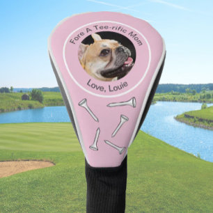 Custom dog photo golfer gift funny pink ladies golf head cover