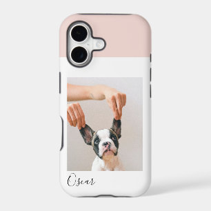 Custom Dog Photo iPhone Case Pastel Pink & Name
