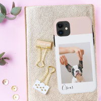 Custom Dog Photo iPhone Case | Pastel Pink & Name 