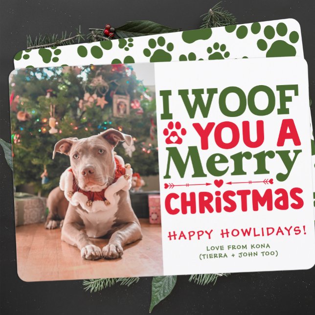 Custom Dog Photo Merry Christmas Puppy Picture Holiday Card (Creator Uploaded)