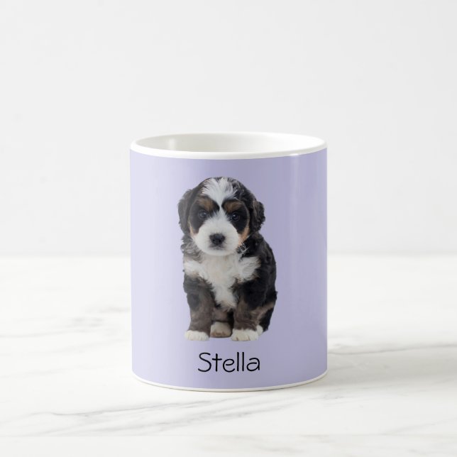 Custom Dog Photo Mug – Misty Lilac with Pet Name (Center)