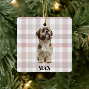 Custom Dog Photo & Name Christmas Ornament