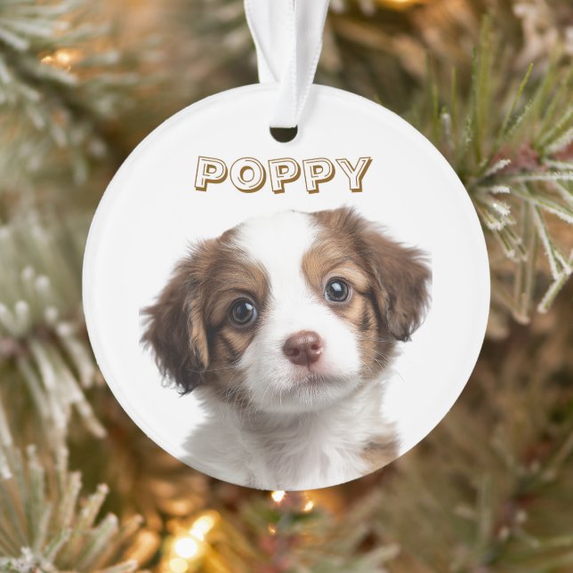 Custom Dog Photo & Name Holiday Ornament (Tree)