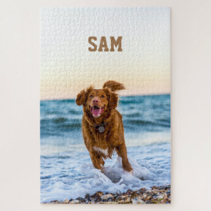 Custom Dog Photo & Name Jigsaw Puzzle