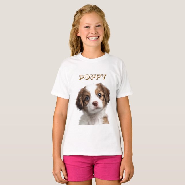 Custom Dog Photo & Name Kids T-Shirt (Front Full)
