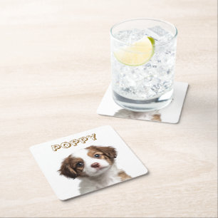 Custom Dog Photo Paper Coaster - Personalized Name