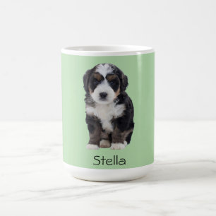 Custom Dog Photo – Pastel Green with Pet Name -  Coffee Mug