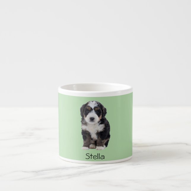 Custom Dog Photo – Pastel Green with Pet Name -  Espresso Cup (Front)