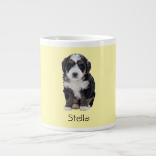 Custom Dog Photo – Pastel Yellow with Pet Name -  Large Coffee Mug