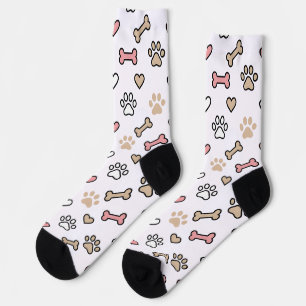 Custom Dog Photo Paw Print Heart Pattern Socks