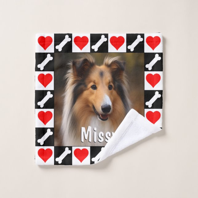 Custom Dog Photo Personalised Picture and Text Wash Cloth (Wash Cloth)