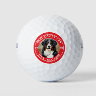 Custom Dog Photo Pet Best Dad By Par Monogram Golf Balls