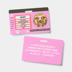 Custom Dog Photo Pet ID Card Badge