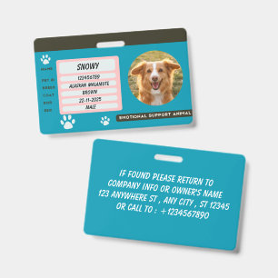 Custom Dog Photo Pet ID Card Badge