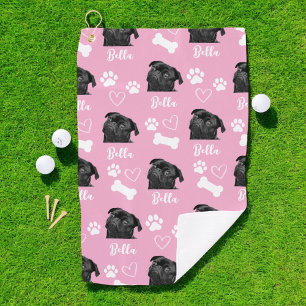 Custom Dog Photo Pet Lover Pink Instagram Golf Towel