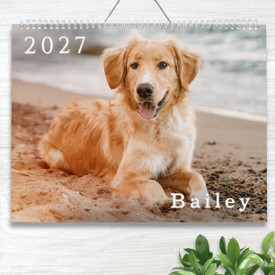 Custom Dog Photo Pet Lover Simple Template 2027 Calendar