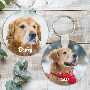 Custom Dog Photo Pet Personalised Name & Date Key Ring