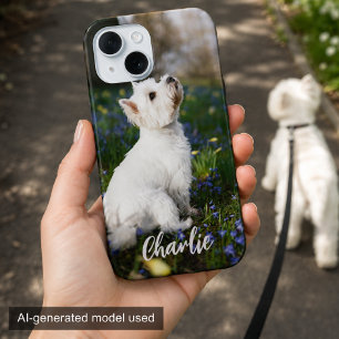 Custom Dog Photo Phone Case with Pet Name Gift