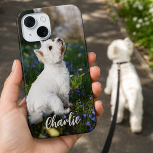 Custom Dog Photo Phone Case with Pet Name Gift 
