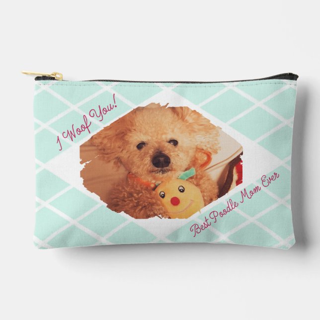 Custom Dog Photo Pouch | Best Poodle Mom Ever Gift (Front)
