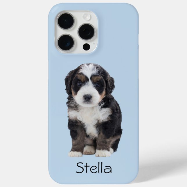 Custom Dog Photo – Powder Blue with Pet Name -  Case-Mate iPhone Case (Back)