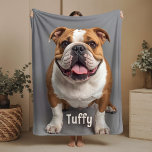Custom Dog Photo Sherpa Blanket Pet Lover Gifts<br><div class="desc">Snuggle up with the sweetest memories in this custom Sherpa blanket, featuring your pet’s photo and name. Whether it’s a bulldog's goofy grin, a kitten’s quiet gaze, or a beloved companion you’re honouring, this blanket wraps love and comfort into every inch. Available in three sizes, it’s perfect for kids, dog...</div>