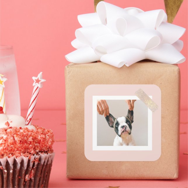 Custom Dog Photo Stickers | Pastel Pink Frame  (Party)