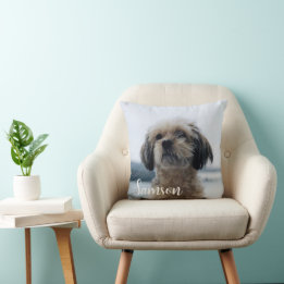Custom Dog Photo Throw Pillow
