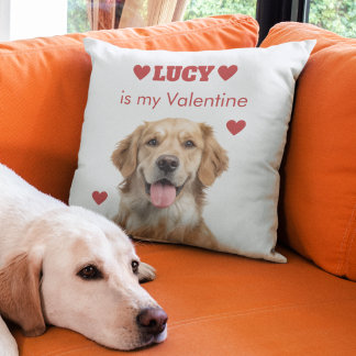 Custom Dog Photo Valentine's Day Pillow